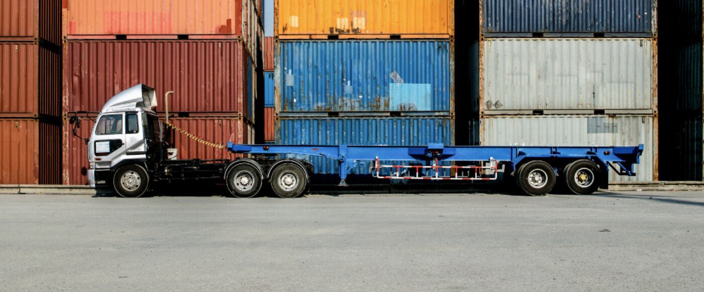 Truck in container yard