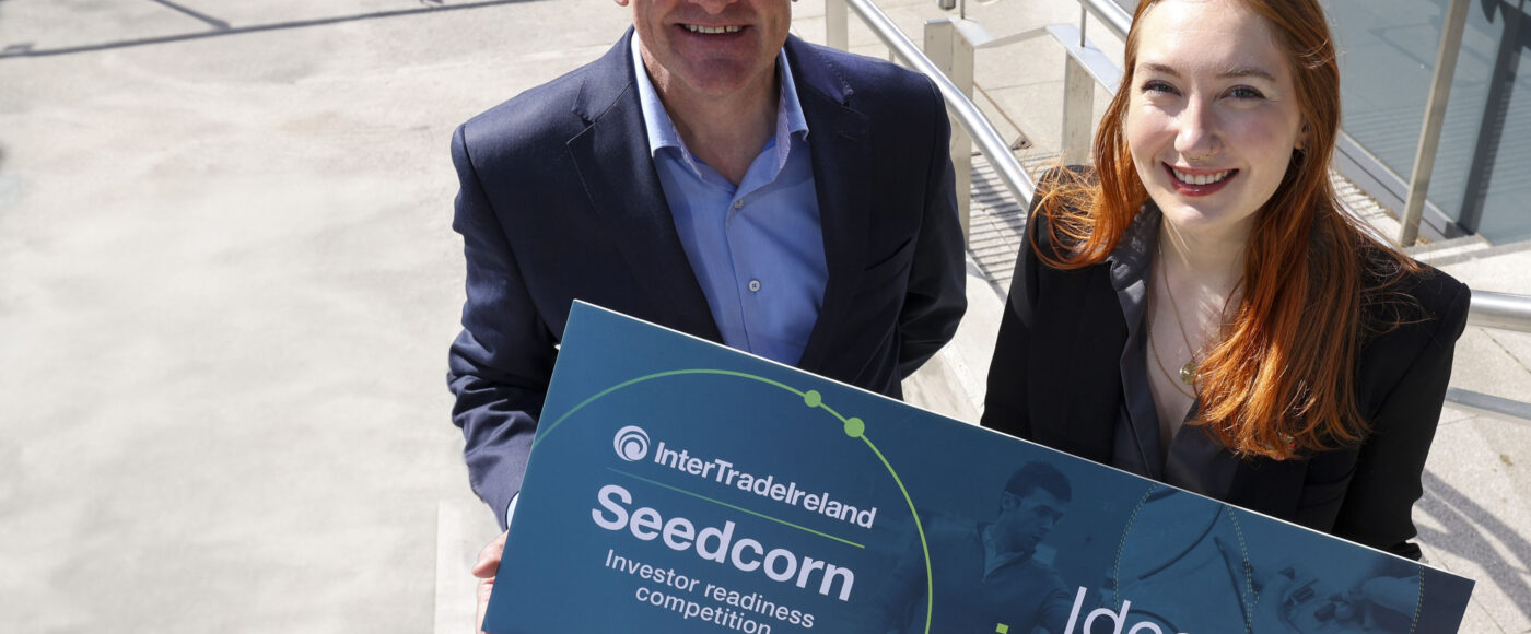 Seedcorn programme manager Connor Sweeney with Sarah Marie Rust CEO and Founder of Electric Vehicle Ecosystem