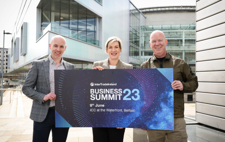 Pictured is Margaret Hearty, CEO InterTradeIreland (centre) with Sean Dobbs, CEO Forged Innovation and Mark Dodds, CEO Responsible
