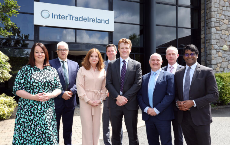 Pictured outside the InterTradeIreland Office in Newry left to right: Alison Currie Director of Innovation and Entrepreneurship,  InterTradeIreland , Richard Kennedy Chairman,  InterTradeIreland, Jayne Brady Head of the Northern Ireland Civil Service,  Colin McCabrey Director of Trade, InterTradeTradeIreland, Joe Kennedy III US Special Economic Envoy to Northern Ireland, Martin Robinson Director of Strategy, InterTradeIreland, Martin Agnew Director of Corporate Services, InterTradeIreland and US Consul General Paul Narain.