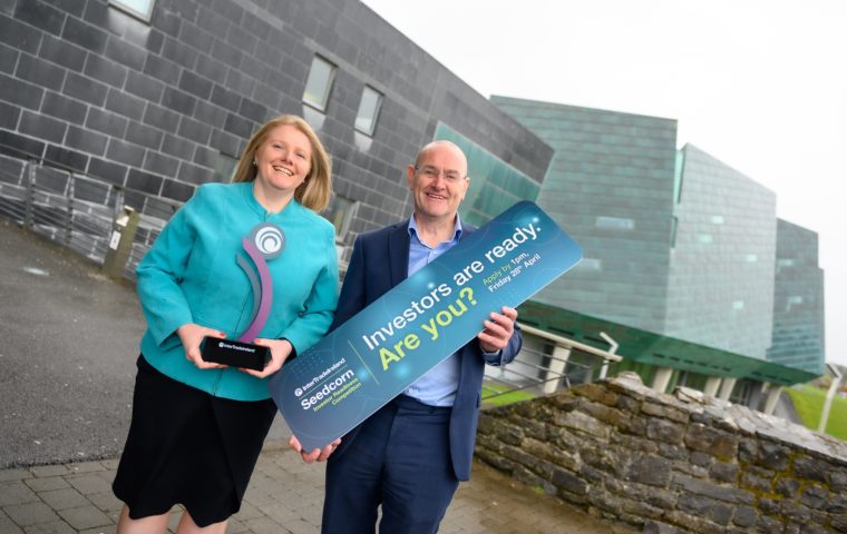 Connor Sweeney Seedcorn Programme Manager at Inter Trade Ireland pictured with previous winner NUA Surgical co founder Marie Therese Maher