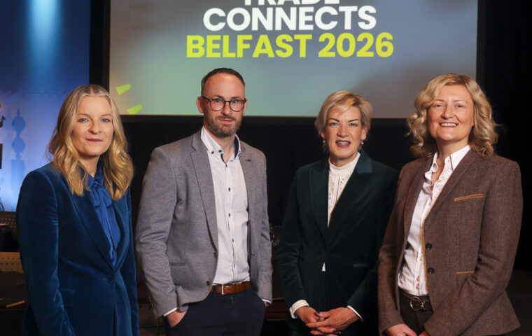 Áine Kerr, Cormac Carville, Margaret Hearty and Suzanne Hill at Trade Connects Belfast 2026.