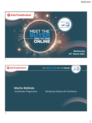 NI Water Meet the Buyer Tender Tips Handout